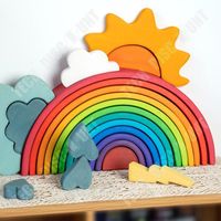TD® Blocs de construction arc-en-ciel  bois jouets en bois de tilleul Jenga jouets en bois pour enfants jouets éducatifs pour le
