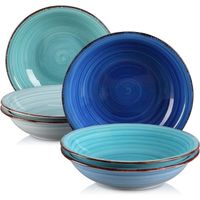 vancasso Série Bonita, 6 pièces Assiette Creuse à Soupe en Céramique, Style Minimaliste Multicoloré 21.5cm - Blue Collection