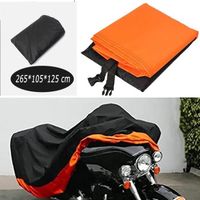 Housse de Protection Imperméable pour Moto Couverture 180T Oxford Résistant aux ,XXL-265*105*125 cm  Noir+Orange