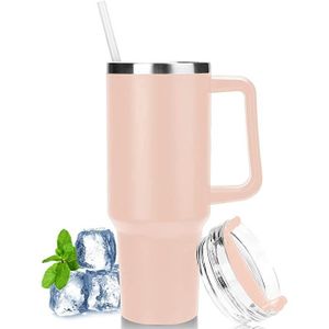 Tumbler avec paille Tasses Voyage Paille Coupe en acier inoxydable tasse  d'eau avec couvercle étanche Straws 500ml - Cdiscount Maison
