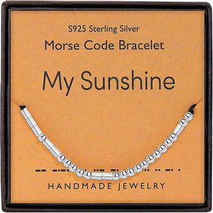 BRACELET - GOURMETTE Morse Code Bracelet En Argent Sterling 925 Fait À La Main Message Secret Perles Bracelet En Cordon De Soie Pour Elle[J8801]