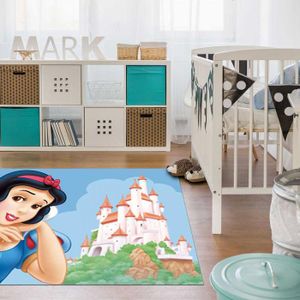 TAPIS Tapis enfant - 50x80 cm - BLANCHE NEIGE Bleu - Polyamide- Lavable 30° - UN AMOUR DE TAPIS