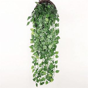 FLEUR ARTIFICIELLE Simulation feuille de radis vert plante en plastique fleur artificielle vignes décoratives 210cm 2 pièces