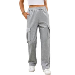Pantalon large pour femme - Pantalon de survêtement pour femme - Taille en V - Pantalon de jogging ample en polaire pour femme, 4009 gris clair, M