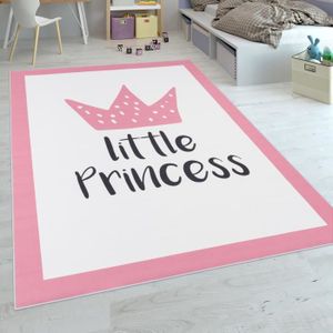 TAPIS Tapis Enfant Chambre Enfant Filles Tapis Bébé Lavable Princesse Inscription Rose [120x160 cm]