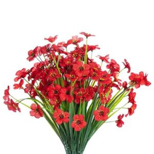 FLEUR ARTIFICIELLE Fleur Artificielle ExtéRieure Fleur Artificielle Artificielle en Plastique Plante Jardin Porche FenêTre BoîTe DéCoration Rouge