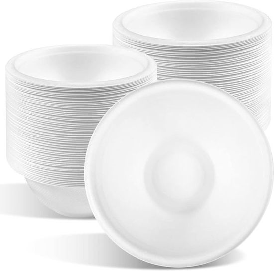 Assiettes En Carton Compostables 60 Pièces - Bagasse Naturelle, Diamètre 17.8 Cm, Résistantes à L'Eau Et à L'Huile, Micro-ondables