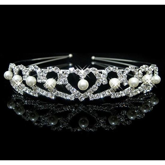 Balain Diad/ème de Mariage en Or avec Couronne de la Reine de Princesse et Perle pour Femme