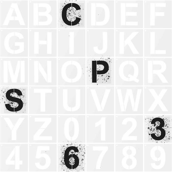 Lot De 40 Pochoirs Pour Lettres De L'alphabet En Plastique Avec