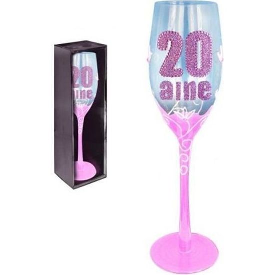 Flute Champagne rose  Anniversaire 20 Ans