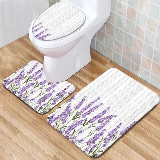 Set De Tapis De Bain 3 Pièces, Ensemble Tapis Salle De Bain Et Tapis