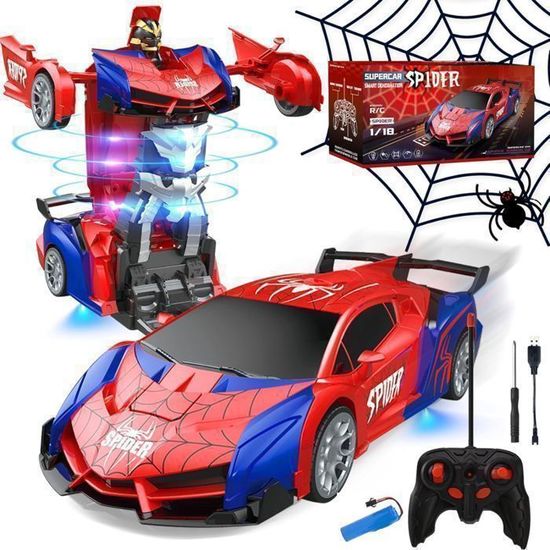 Voiture Télécommandée Spider 2 En 1 - Transformable En Robot - 360° Rotation - Pour Enfants 3-9 Ans - Cadeau
