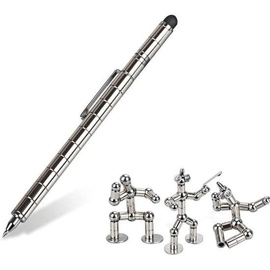 GOXAEEE Stylo Anti-Stress Magnétique - Stylo Fidget Avec Anneaux Et Billes - Cadeau Créatif (Argent)