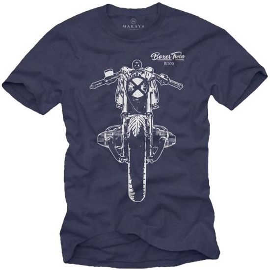 T-shirt Homme Motif Motard Café Racer - Coton Gildan Heavy, Coupe Loose Fit, Confortable !