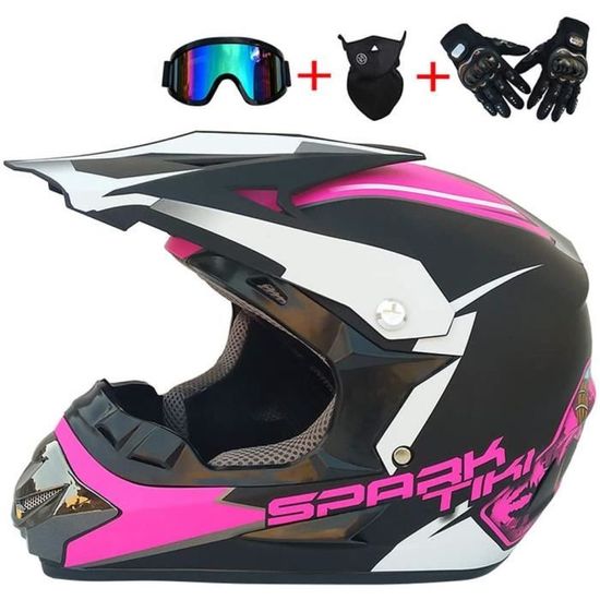 Casque Intégral Motocross - Certifié ECE/DOT - Taille M/L/XL - Avec Lunette Pare-soleil - Doublure Amovible Lavable - Pour VTT, Enduro, Moto