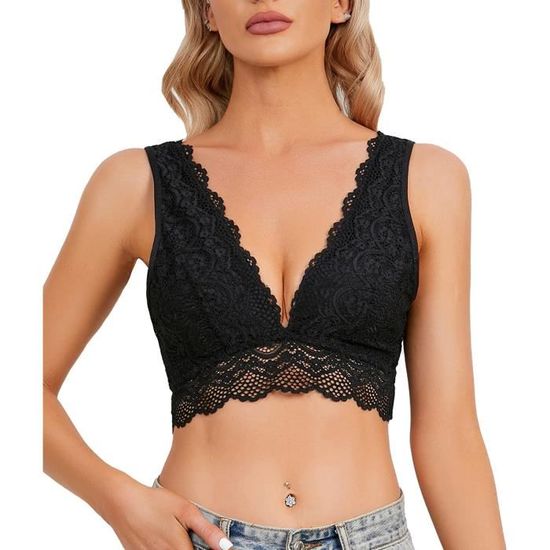 Soutien-Gorge Minimiseur DotVol Sans Armatures - Dentelle Confortable - Grande Taille - Gris Foncé