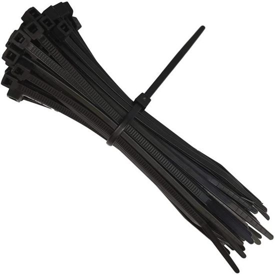 Collier de Serrage 200 mm x 2,5 mm, Attache Câble, Serre Câbles Nylon, Colliers Serre-Cable 200mm, le noir, Lot de 100 Pièces