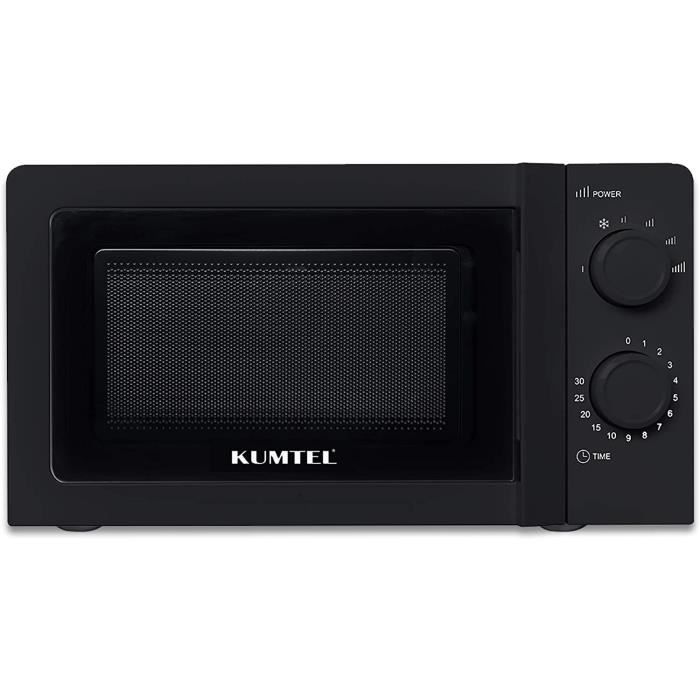KUMTEL Microondes 20 l 700 W 6 niveaux de puissance Plateau tournant en verre (Ø 24,5 cm) Fonction décongélation programmée I 48