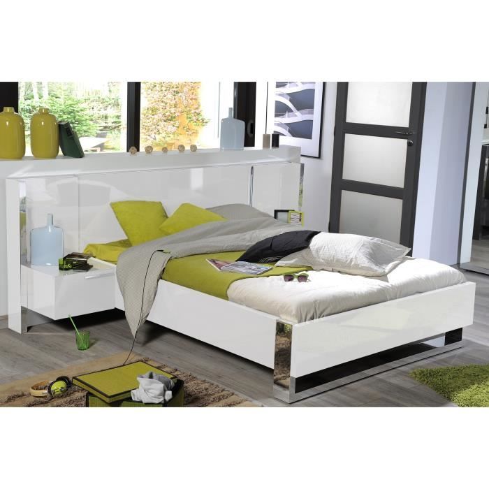 Sunrise Lit Adulte 160x200 Cm Laque Blanc Brillant Achat