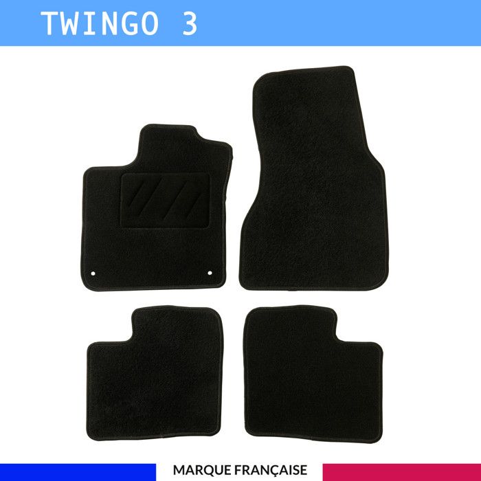 Tapis de voiture - Sur Mesure pour TWINGO 3 (dès 2014) - 4 pièces