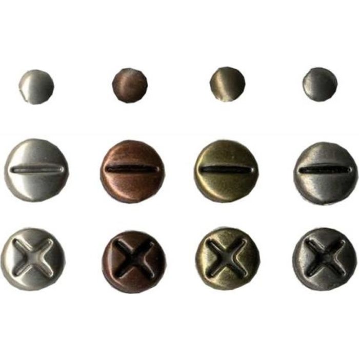 Attaches parisiennes vis métal vieilli 4mm et 8mm Argent