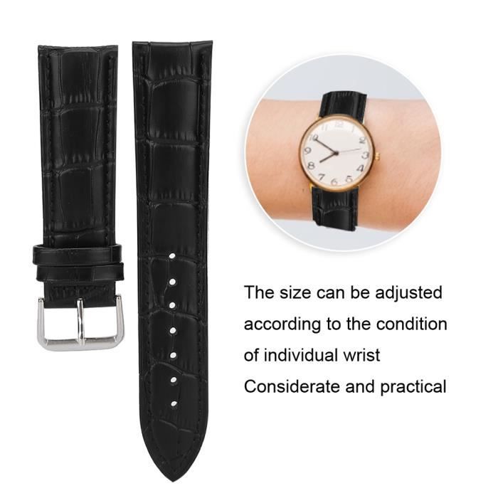 Bracelet de montre ajustable de qualité unisexe accessoire de remplacement exquis (22 mm) (noir)
