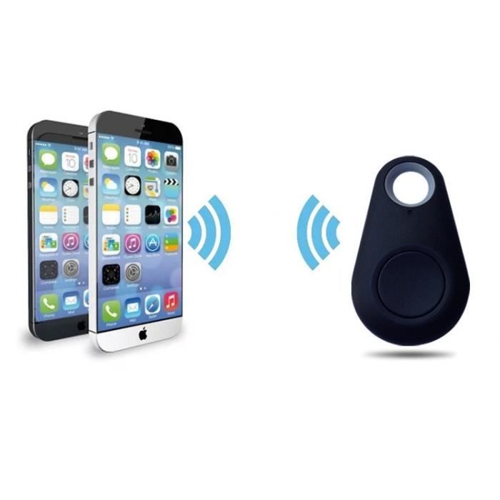 Mini Traceur GPS pour SAMSUNG Galaxy Grand Prime Smartphone Bluetooth Porte-Clefs Chat Chien Tracker (NOIR)