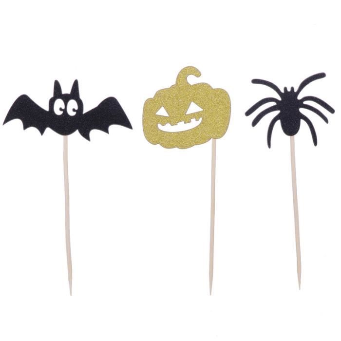 15 pièces fournitures de fête Halloween Toppers chauve-souris drôle papier gâteau décor MOULE A GATEAU - MOULE DE PATISSERIE