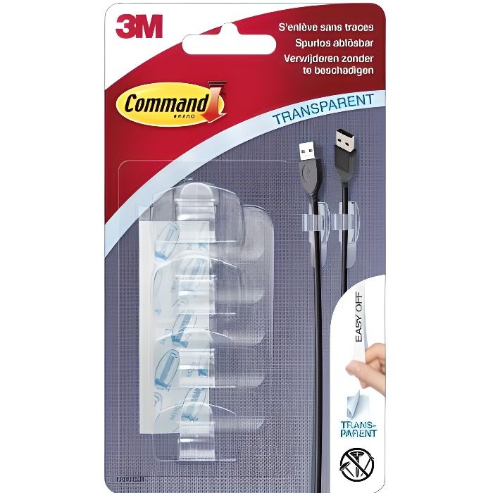 3M COMMAND Clip câble clear - Transparent - Petit modèle