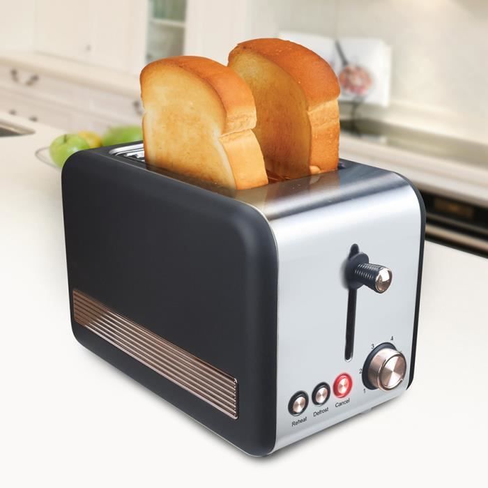 Grille-Pain Toaster-2 Fentes-Cuisson Rapide-Petit Déjeuner- Contrôle-Vintage.