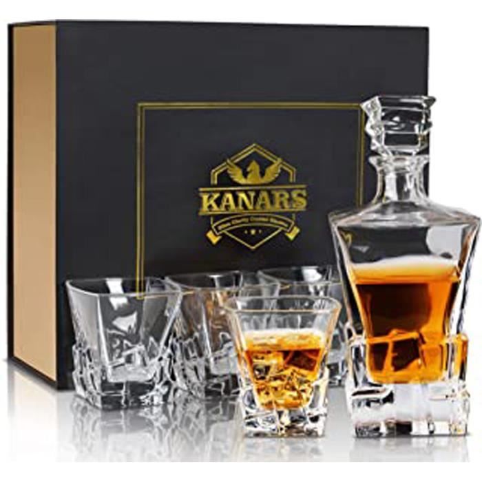Carafe Whisky, Décanter Cristal, 800Ml Bouteille Avec 4X 300Ml Verre À Whiskey, Belle Boîte Cadea, Lot De 5 Pièces