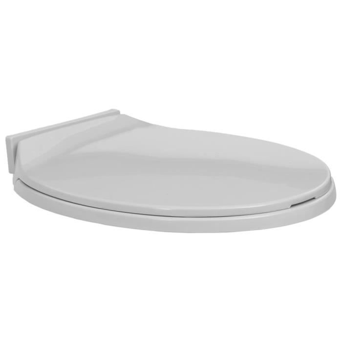 Abattant WC Siège de Toilette Haute de Qualité Cuvette à fermeture en douceur Gris clair Ovale