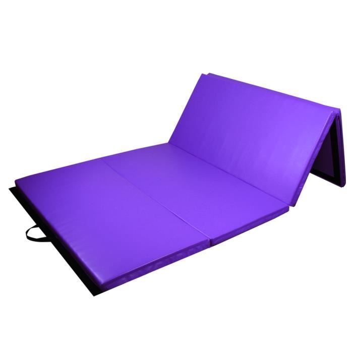 PRISP - Tapis de Sol 240cm pour Gymnastique et Fitness - Matelas de Gym Épais de Pliable pour la Maison - 240 x 120 x 5 cm - Mauve
