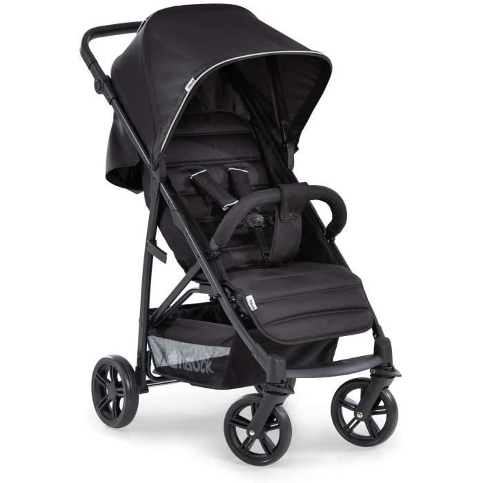 Poussette jusqu'à 25 kg, avec Position Couchée de 0 Mois, Poignée Réglable en Hauteur, Pliable, Compacte, Grand Panier - Noir