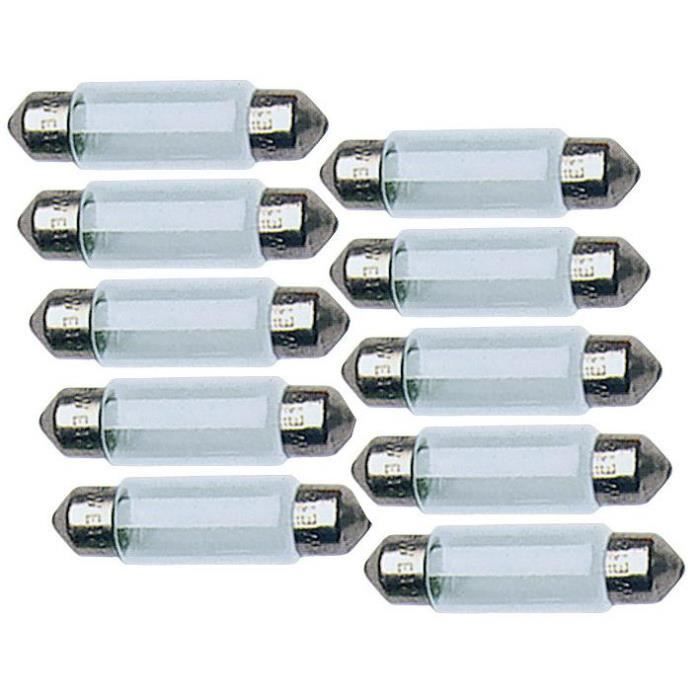 10 Ampoules Navettes T11x41 - 24V 10W 2800K - S...