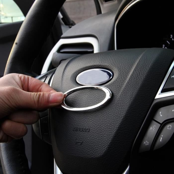 Accessoires auto intérieurs,logo de volant chromé 3D créatif, autocollant de style de voiture, pour Ford Fiesta Ecosport Kuga