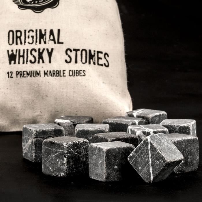 Rafraichisseur vin,12 pièces Whisky pierres refroidissement roches granit glaçon glaçons Cubes pour Whisky Scotch sur les roches