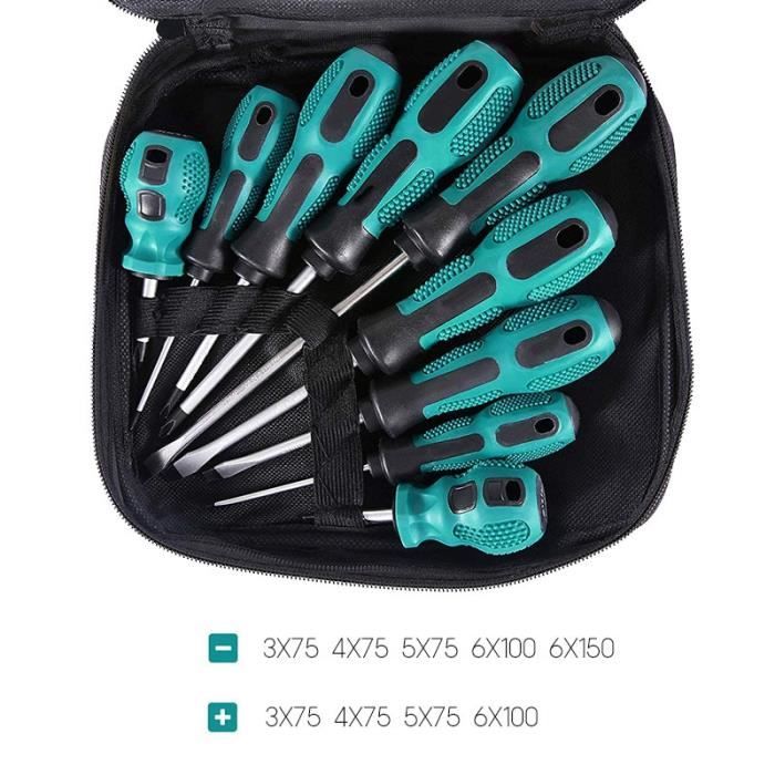 9pcs -jeu de tournevis Torx hexagonaux de précision,avec embout magnétique,poignée isolée,Kit d'outils manuels de réparation mult