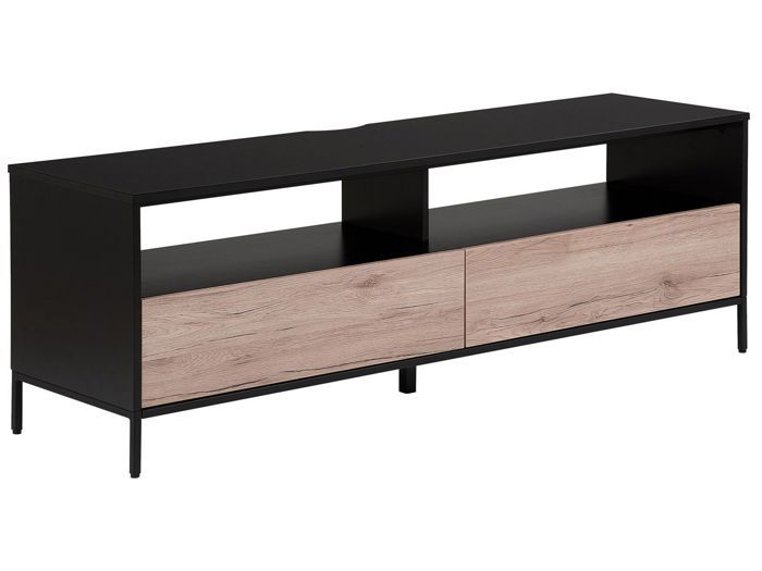 Beliani - Meuble TV noir et couleur bois SYDNEY