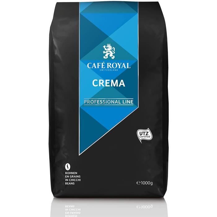 CAFE ROYAL PRO - 1 KG CAFE GRAINS - CREMA - Café en Grains - Certifié Rainforest