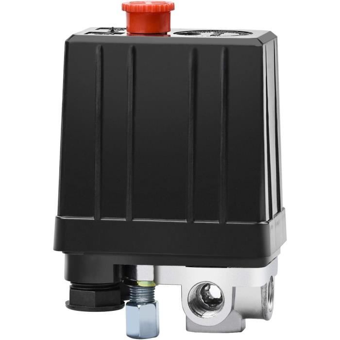 COCOCITY Pressostat de Compresseur d'Air avec 4 Sorties, 240 V Commutateur de Pression Vanne de Contrôle Pièces pour Compresseur