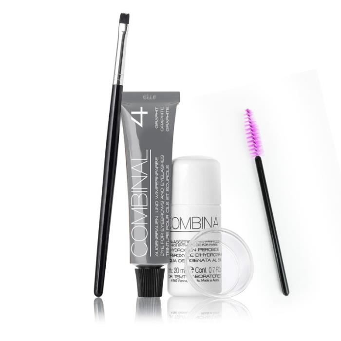 Mini-kit complet de teinture pour cils et sourcils 15 ml + brosse à cils Vivezen - Gris