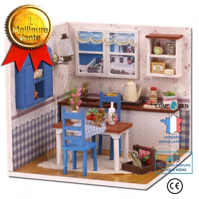 CONFO DIY Maison de Noël miniature Assemblez LED Dollhouse Furniture Kit cadeau de Noël jouet