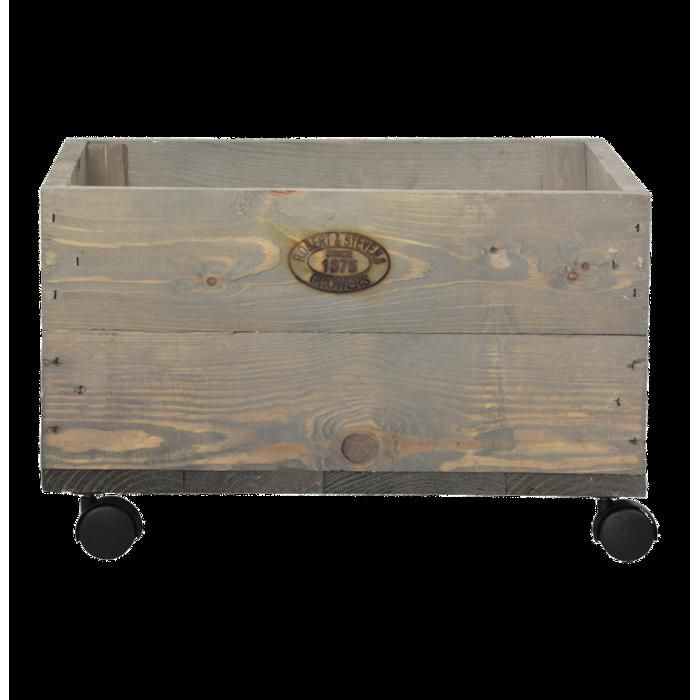 Arrosage et jardinage - Jardinière sur roulettes - L 39 x l 39 x H 24,7 cm - Bois Marron