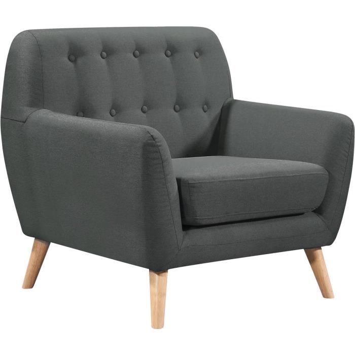 Fauteuil tissu -Cody- - 90 x 77 x 84 cm - Gris