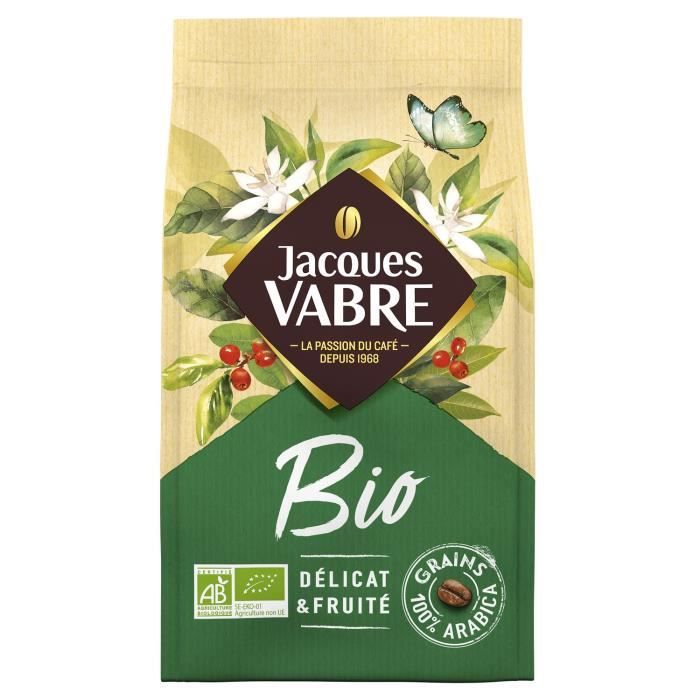 JACQUES VABRE Café en grains Bio - Paquet de 400g