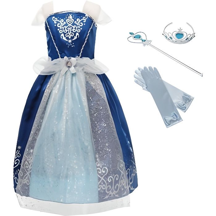 FINDPITAYA Princesse Cendrillon Déguisement de Luxe le Film Pour Fille + 3 Accessoires