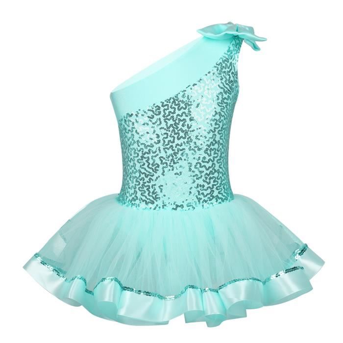 Tutu Danse Classique Fille Leotard Ballet Paillette Bodysuit Dancewear Enfant 3-8 Ans Vert