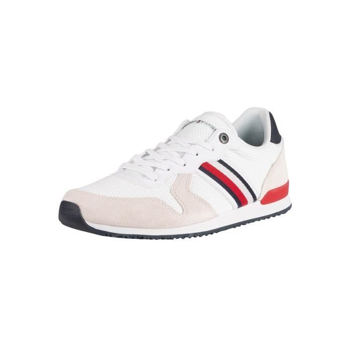Tommy Hilfiger Pour des hommes Baskets de course Iconic Material Mix, blanc