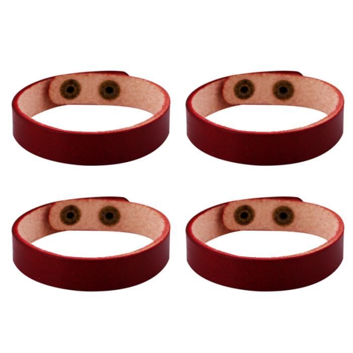 4 PIÈCES BRICOLAGE Bracelet Peau de Vache Tout-match Chaîne de Main Simple Plaine En Cuir pour BRACELET - GOURMETTE - JONC